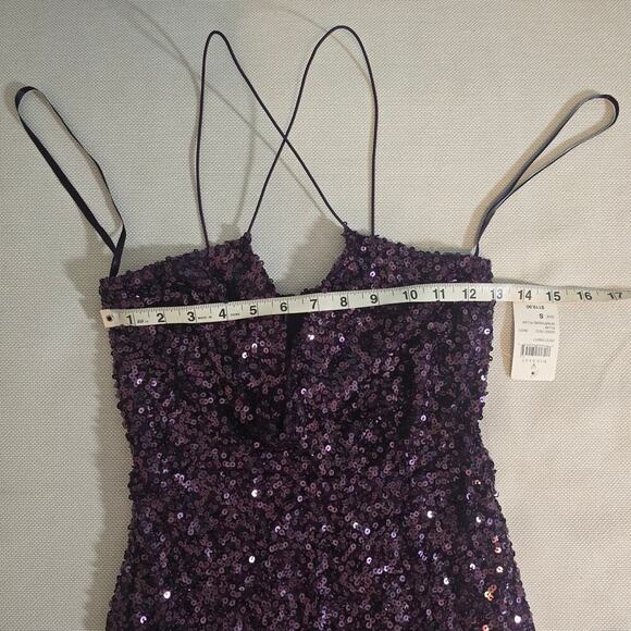 Plum Esperanza Formal Sleeveless A-line Front Slit Sequin Long Dress Sz S (758) - Picture 12 of 16